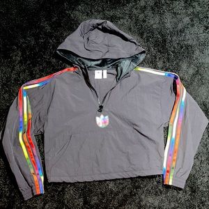 Adidas Half Zip Rainbow Striped Pullover Jacket